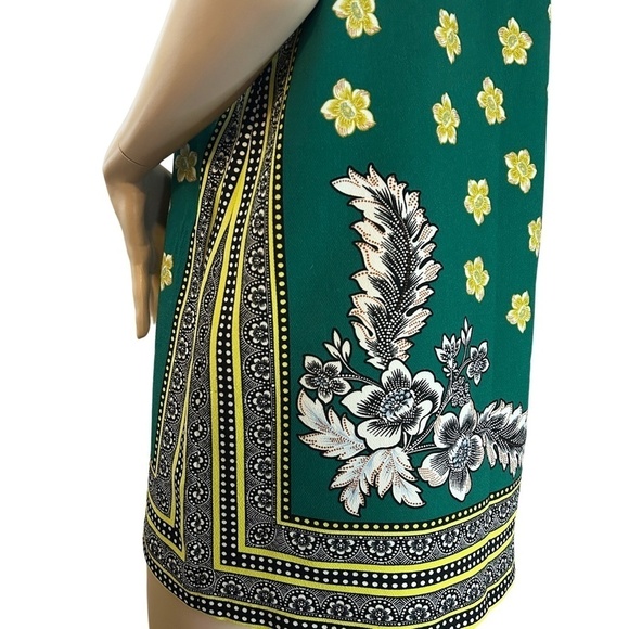 ZARA Shift Dress Pretty Batik Pattern Green Psychedelic Floral Sleeveless S/M - Picture 10 of 16
